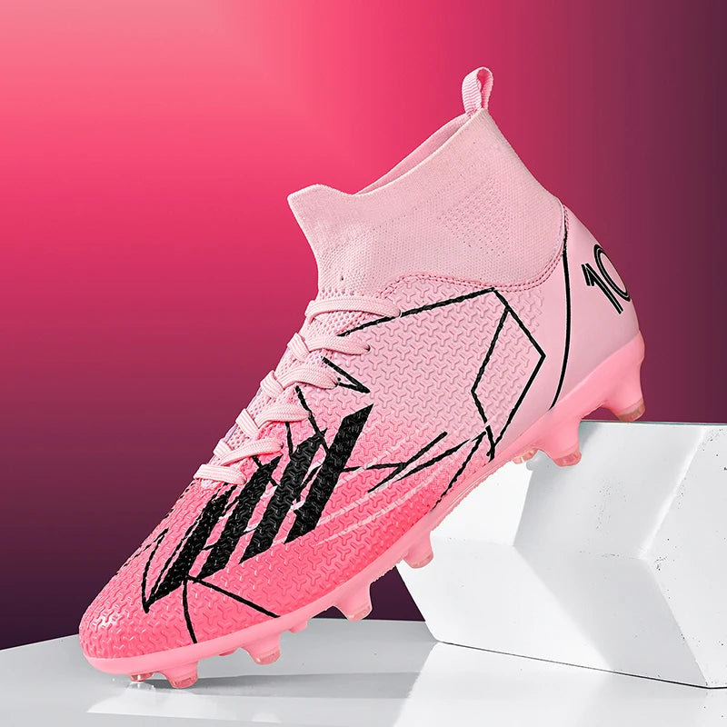 Nouvelles chaussures de football pour hommes, chaussures de sport antidérapantes ultralégères à haute cheville pour l'extérieur, chaussures de futsal antidérapantes pour l'intérieur, chaussures de football de haute qua