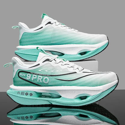 New Men's Carbon Plate Sneakers, Outdoor Soft Sole Mesh Sports Shoes, Running Shoes, Lightweight, Anti-Slip, Casual Couple Tennis Shoes