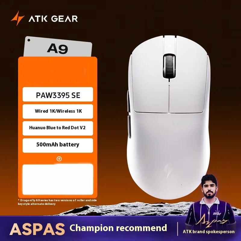ATK A9 Plus Gaming Mouse Wireless A9/A9 SE/A9 Pro Tri Mode 8K Gaming Mouse Lightweight A9 Ultimate E-sports PC Gift Customized
