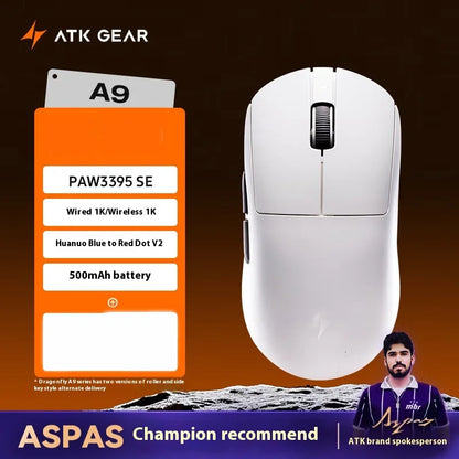 ATK A9 Plus Gaming Mouse Wireless A9/A9 SE/A9 Pro Tri Mode 8K Gaming Mouse Lightweight A9 Ultimate E-sports PC Gift Customized