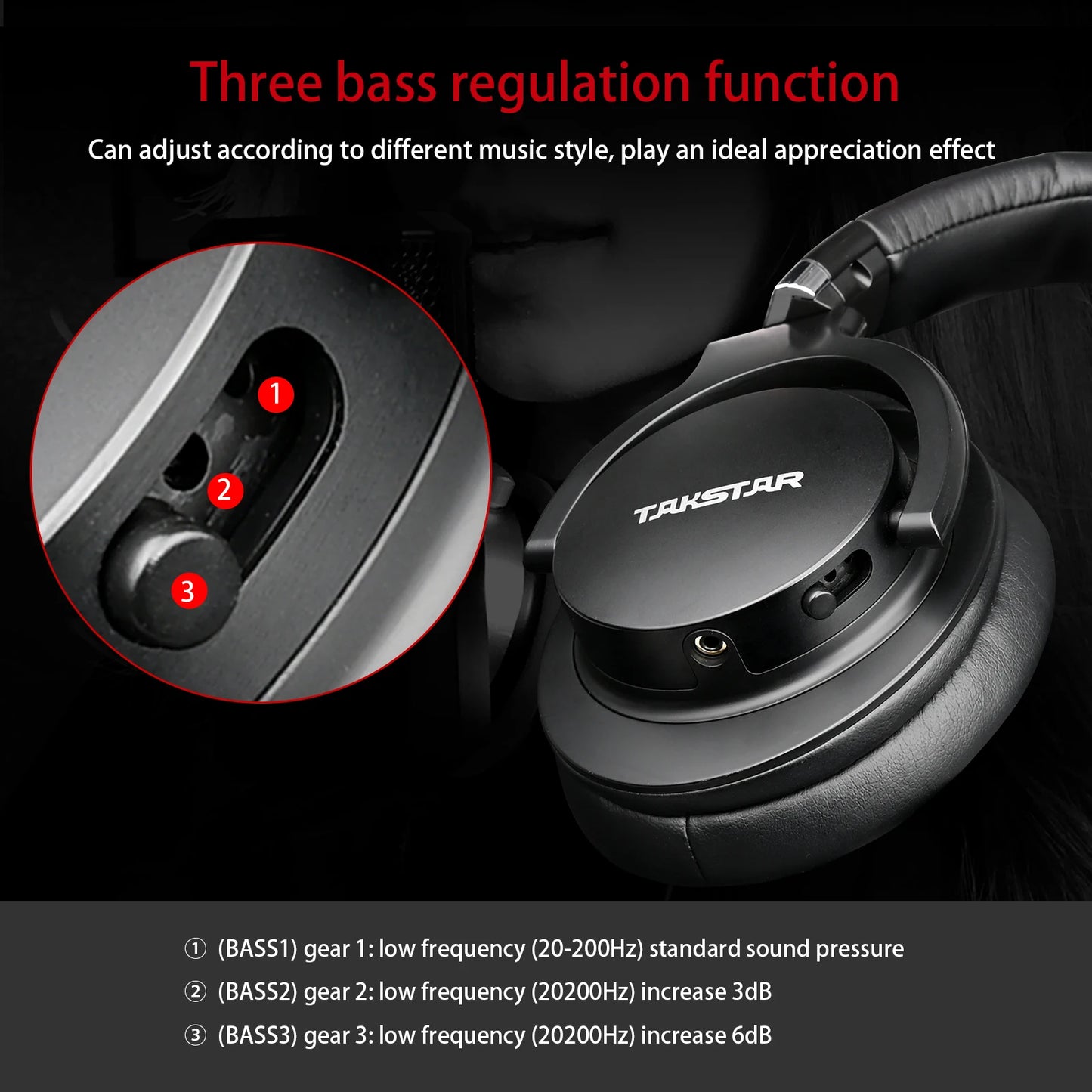 Auscultadores de Monitorização Profissional Takstar PRO82 – Headset de Estúdio HiFi Estéreo com Fio para Gravação, Gaming e Som de Precisão com Graves Ajustáveis