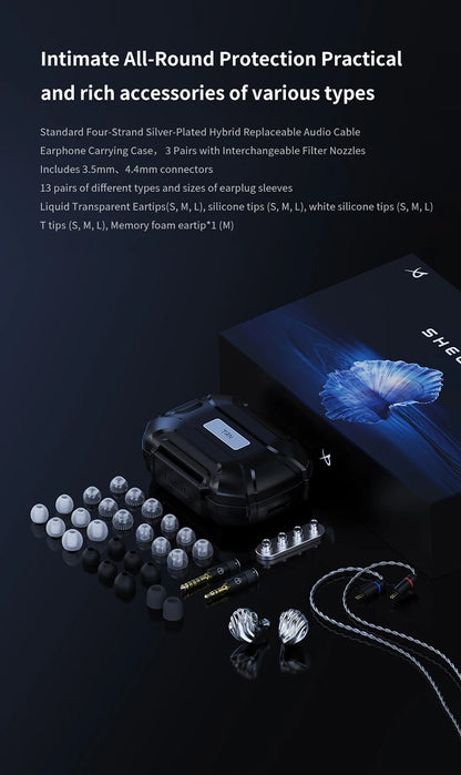 TRN SHELL Four-Unit Dynamic Driver Planar Hybrid Headphones Triple Dynamic + Planar Acoustic Architecture Headphones