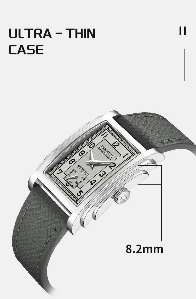 FARASUTE Original Design Square Manual Mechanical Men's Watch Seagull Movement Luxury Retro Sapphire Mirror Waterproof Men Watch