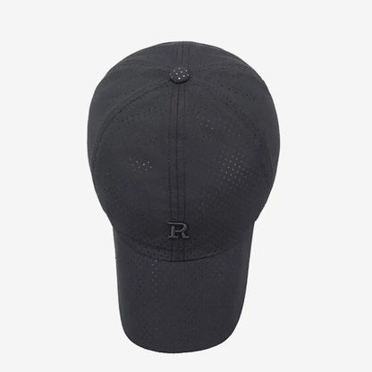 Breathable Perforated Quick-Drying Hat Sun Protection Adjustable Summer Sun Hat Letter R Embroidery Fishing Cycling Hat