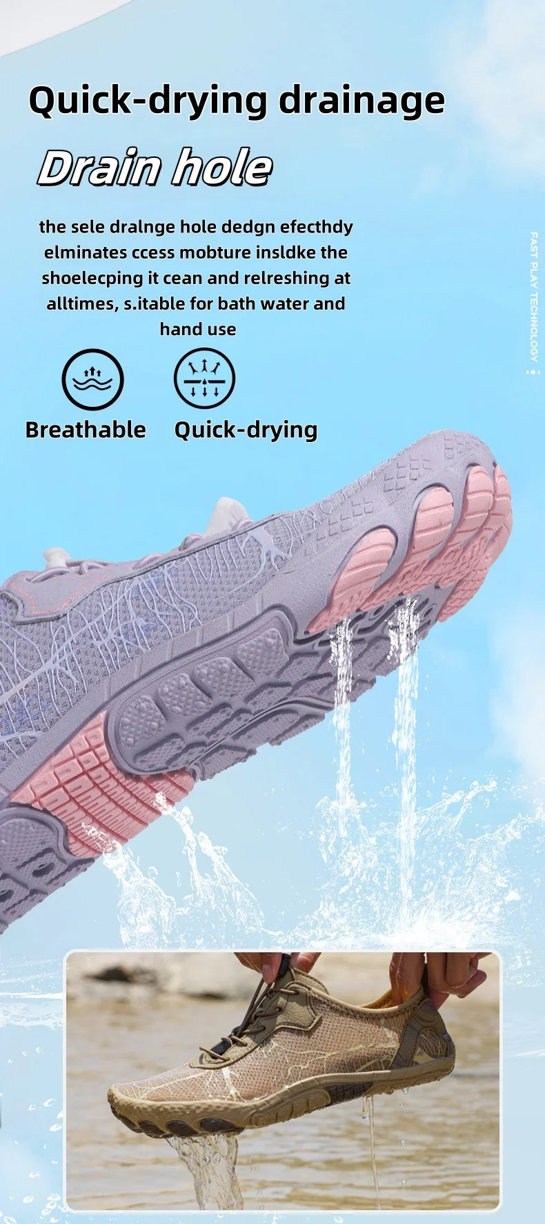 Sapatos Barefoot para Homem e Mulher, Calçado de Praia Outdoor de Secagem Rápida e Antiderrapante, Sapatos para Desportos Aquáticos e Fitness Indoor, Calçado Desportivo