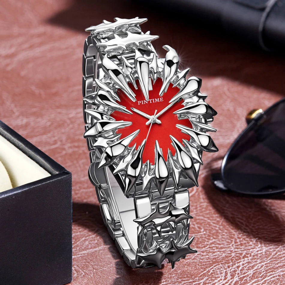 Special-shaped lightning dragon scale spike soldering watch design heavy industry trend Y2K Watches Quirky Quartz Wristwatches