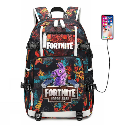 Mochila escolar para estudante com estampado do jogo Fortnite, para rapazes e raparigas, grande capacidade, impermeável, leve e resistente, presente de aniversário