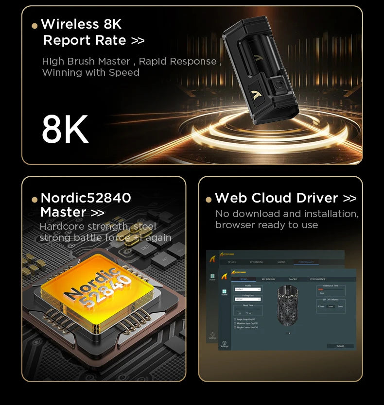 ATTACK SHARK R5 Ultra Carbon Fiber Wireless Gaming Mouse, PixArt PAW3950MAX Gaming Sensor, 42000DPI, 8000Hz, MCU Nordic 52840