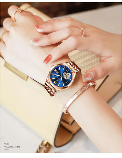 POEDAGAR Top Luxury Woman Watches Waterproof Luminous Date Stainless Steel Women's Quartz Wristwatch Elegant Dress Ladies Watch