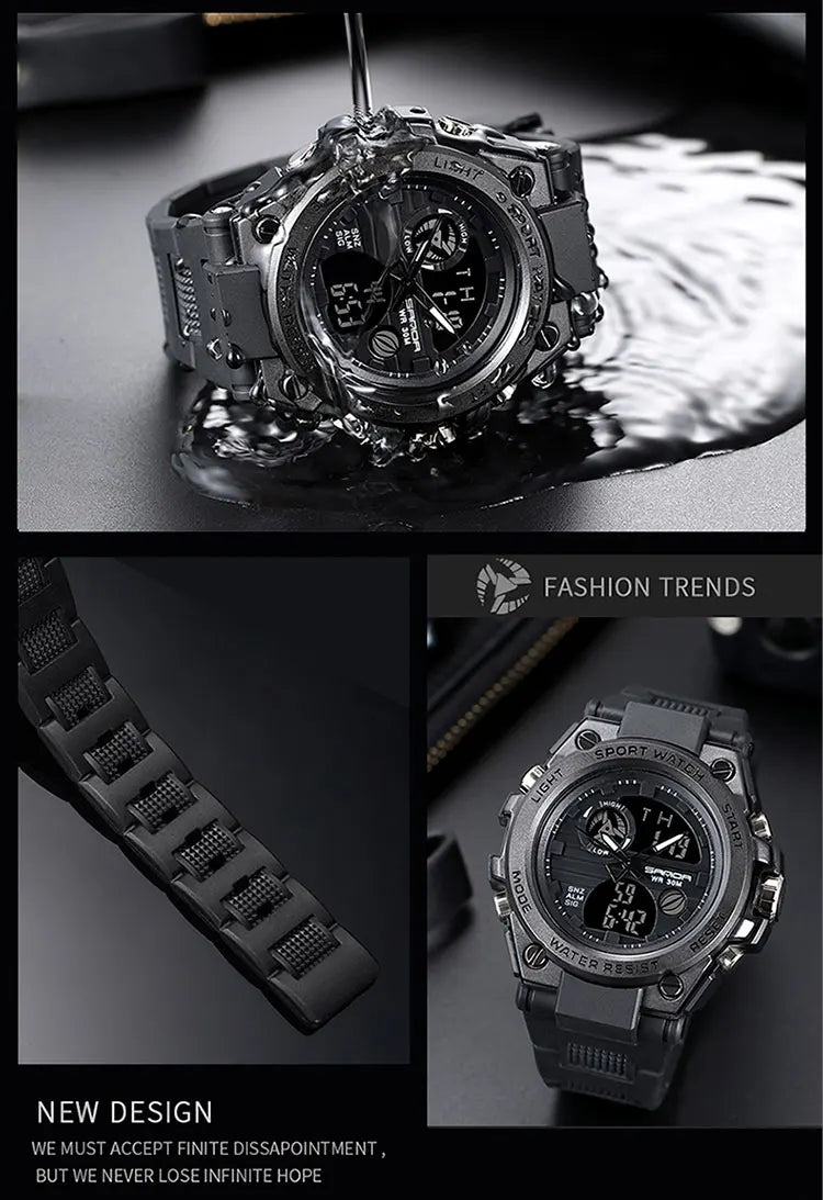 SANDA Top Luxury Watches Men Military Army Mens Watch Waterproof Sport Wristwatch Dual Display Watch Male Relogio Masculino