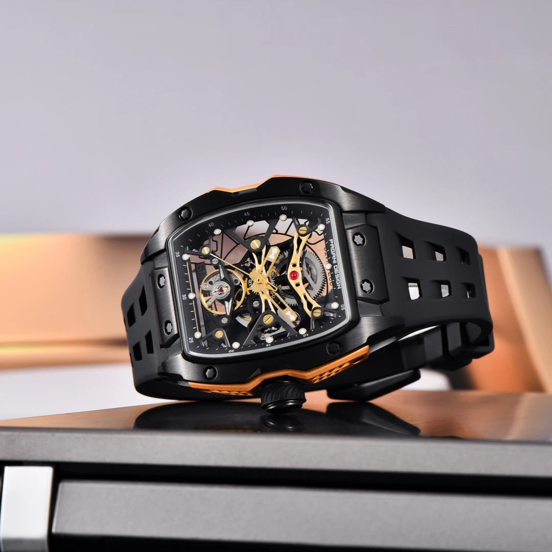 PAGANI DESIGN New Men's Watch Luxury Sapphire Crystal Stainless Steel Automatic Mechanical Watch Business Casual Skeleton Dial