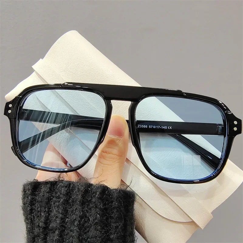 Ochelari de soare la modă pentru femei și bărbați, ochelari de soare cu ramă dublă, stil vintage, pentru activități în aer liber, călătorii și conducere, cu protecție UV400