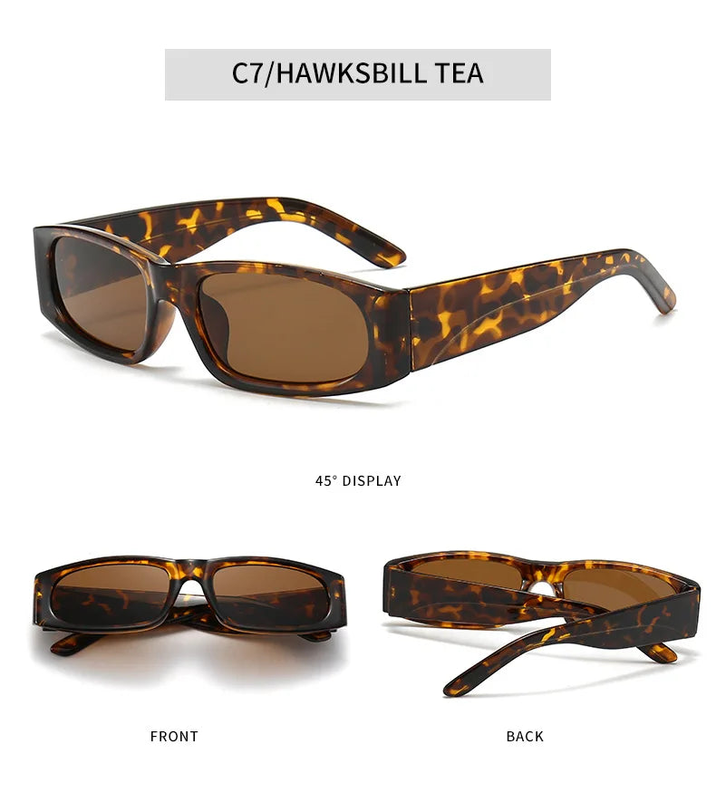 Ochelari de soare negri cu ramă îngustă în stil hip-hop, ochelari de soare retro pentru bărbați, de culoare portocaliu, UV400