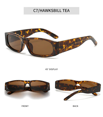 Ochelari de soare negri cu ramă îngustă în stil hip-hop, ochelari de soare retro pentru bărbați, de culoare portocaliu, UV400