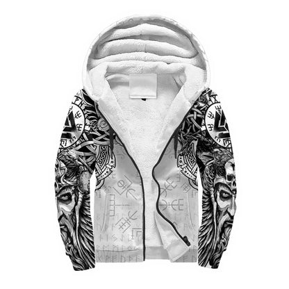 Mjolnir Odin Raven Wolf Tattoo 3D Printed Men's Winter Thicker Zip Hoodie Unisex Casual Hooded Tracksuit Warm Fleece Jacket KD16