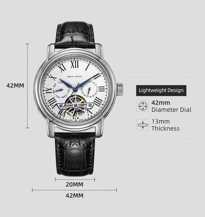 NEU Herren-Automatikuhr mit mechanischem Seagull ST25-Uhrwerk, modische Herrenarmbanduhr mit skelettierter Unruh, Casual-Business-Uhr 819.624