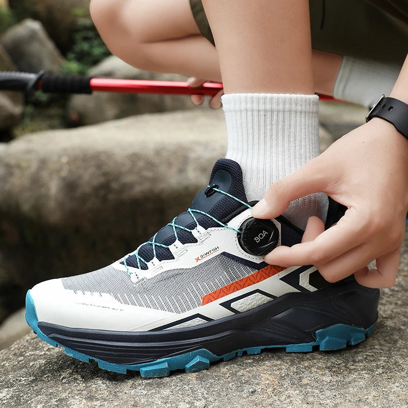 Zapatillas de running para hombre de primavera y verano, calzado de senderismo para exteriores, zapatillas de trail resistentes al desgaste con cierre BOA, transpirables, de estilo deportivo y casual