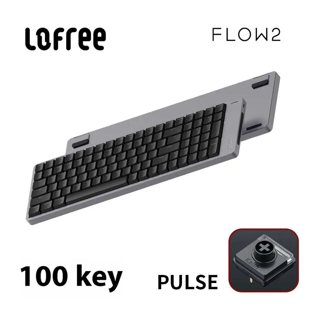 Lofree FLOW2 Mechanische Tastatur fürs Business-Büro, kabellos per Bluetooth und kabelgebunden, leiser und sanfter Klang, kompatibel, geräuscharm, Aluminiumgehäuse