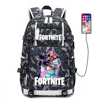 Mochila escolar para estudante com estampado do jogo Fortnite, para rapazes e raparigas, grande capacidade, impermeável, leve e resistente, presente de aniversário