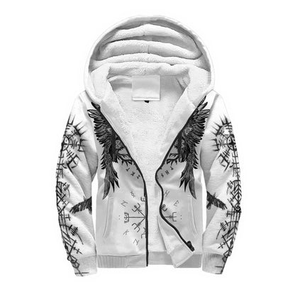 Mjolnir Odin Raven Wolf Tattoo 3D Printed Men's Winter Thicker Zip Hoodie Unisex Casual Hooded Tracksuit Warm Fleece Jacket KD16