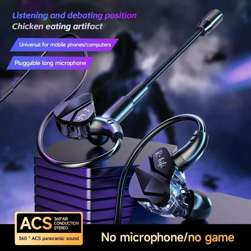 Auriculares para videojuegos con doble micrófono, auriculares estéreo Hi-Fi para videojuegos con conexión tipo C y cable de 3,5 mm, auriculares intraauriculares con reducción de ruido y micrófono para Samsung