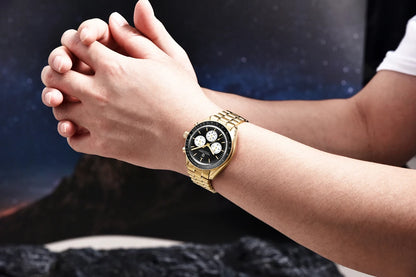 PAGANI DESIGN Moon Men's Watches Gold Luxury Quartz Watch Men Speed Sports Chronograph AR Sapphire Waterproof Luminous Man Gift
