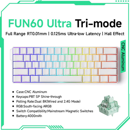 Akko MonsGeek FUN60 Ultra mechanische Gaming-Tastatur, magnetische Switches, 60 %, Rapid Trigger, 8K HE/TMR, Custom-Aluminium-Tastatur für Gamer