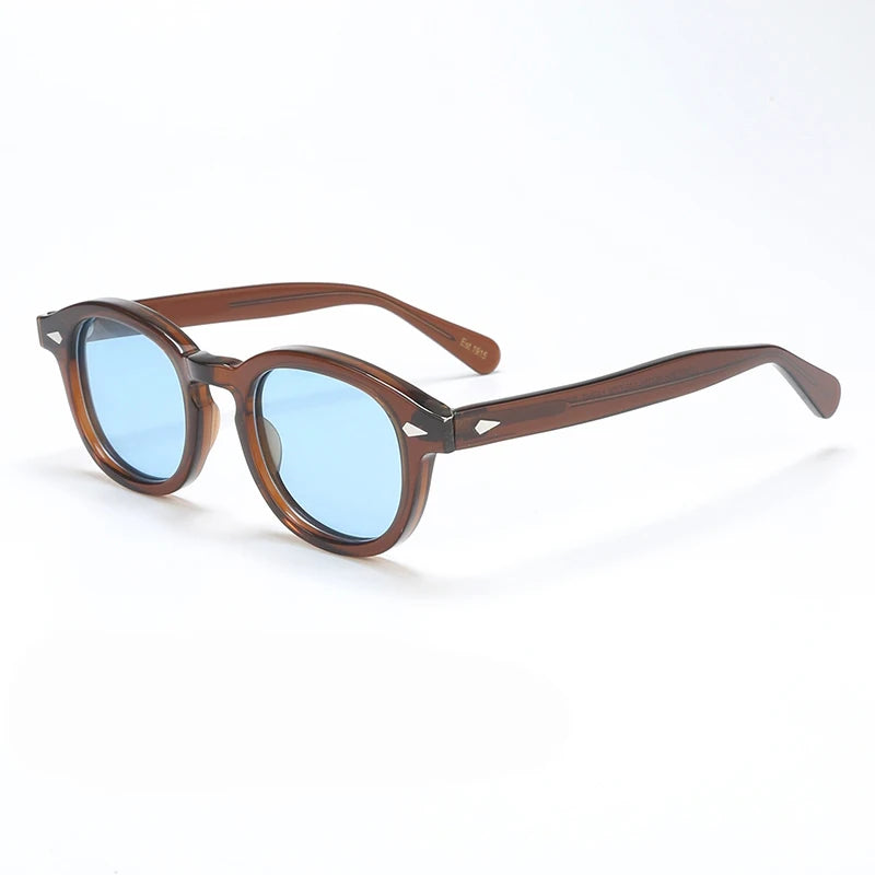 Ochelari de soare polarizați pentru bărbați și femei, stil Johnny Depp Lemtosh, ochelari de soare retro cu ramă rotundă din acetat și lentile UV400, Oculos