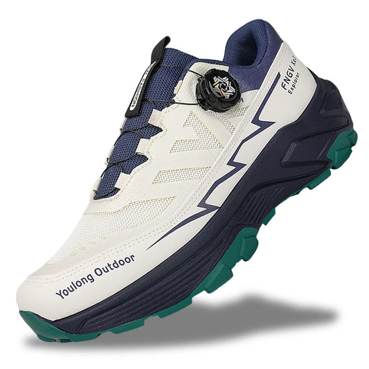 Outdoor Hiking Shoes for Men, Lightweight Trekking Shoes, Breathable Mesh Sneakers, Casual Walking Shoes, Rotating Buckle Design, Non-Slip and Wear-Resistant Trail Shoes, Suitable for Hiking and Camping, 2026 New Running Shoe