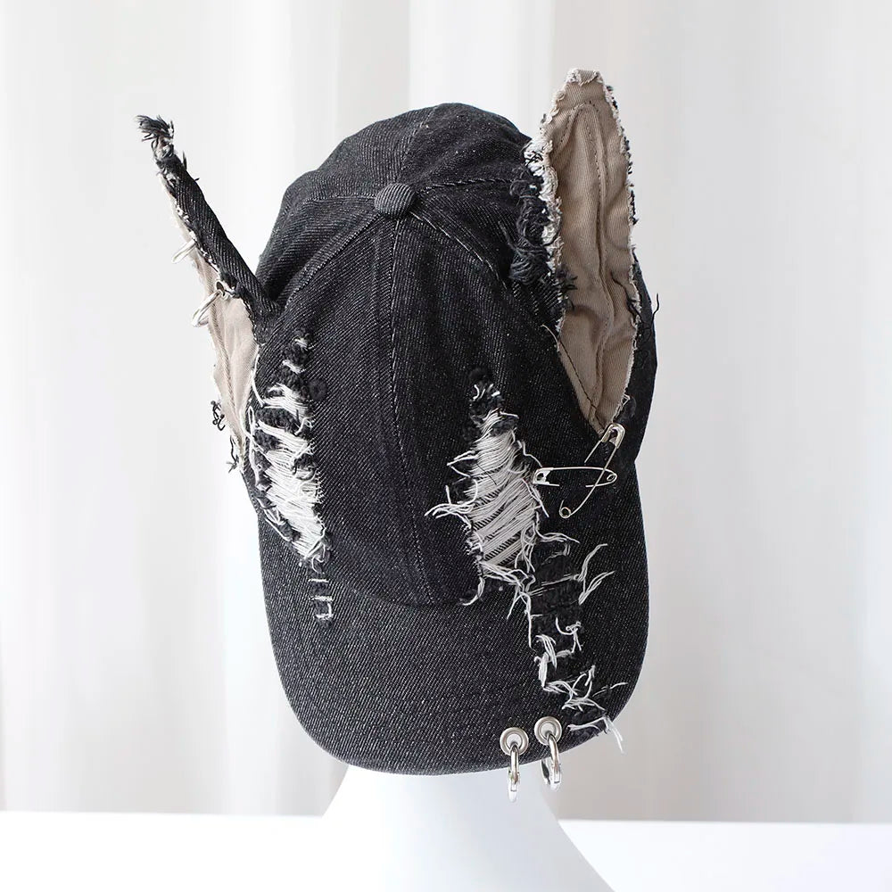 new fashion Girl New Jeans Long Rabbit Ears Cowboy Baseball Hat Wash Graffiti Hip Hop Cap Women Men Party Team Baseball Cap