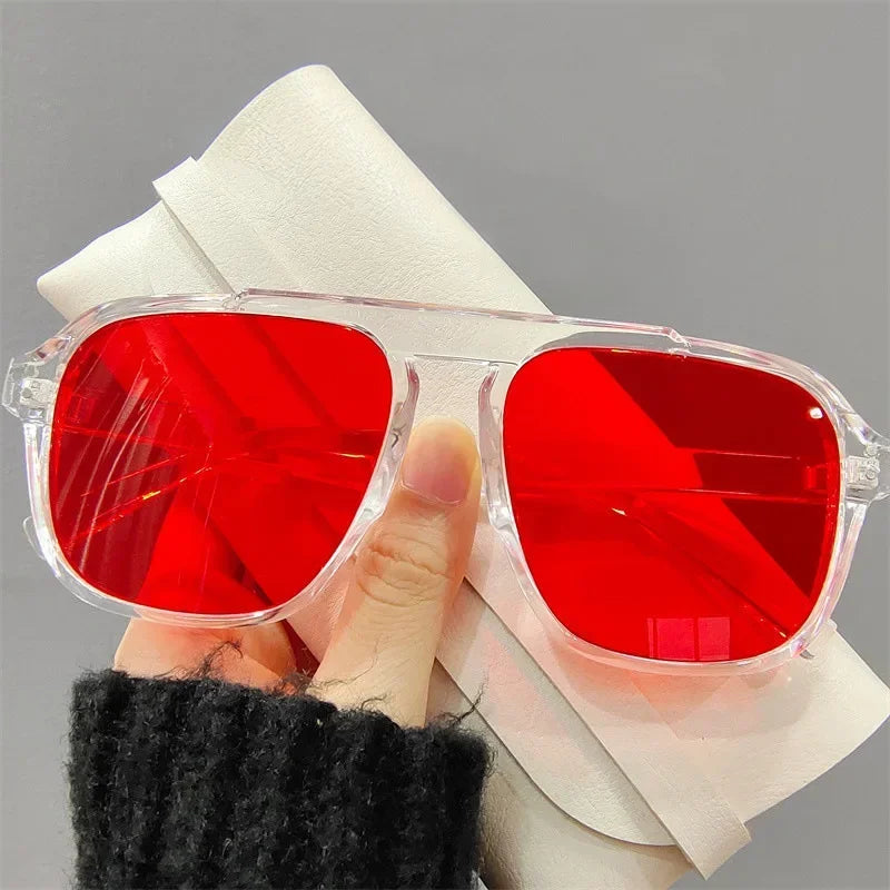 Ochelari de soare la modă pentru femei și bărbați, ochelari de soare cu ramă dublă, stil vintage, pentru activități în aer liber, călătorii și conducere, cu protecție UV400