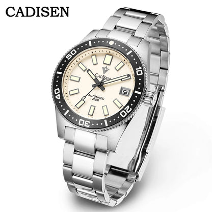 CADISEN New 38mm Diver Mens Watch Japan 8215 Automatic Mechanical Sapphire Glass Date Luminous 100M Waterproof Wrist watch Men