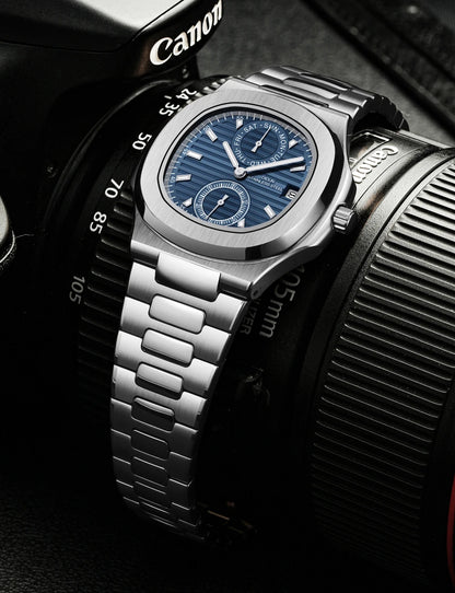 DIDUN Mens Watches Top Brand Luxury Business Stainless Watch Male Military Quartz Chronograph Analog Date Clock Steel Wristwatch