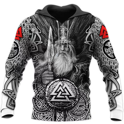 2024 Mens Hoodies Eagle Tattoo Pattern Vikings 3D Printed Fashion Casual Harajuku Hip Hop Autumn And Winter Oversized Sudaderas, Produit gaming premium Fraquane