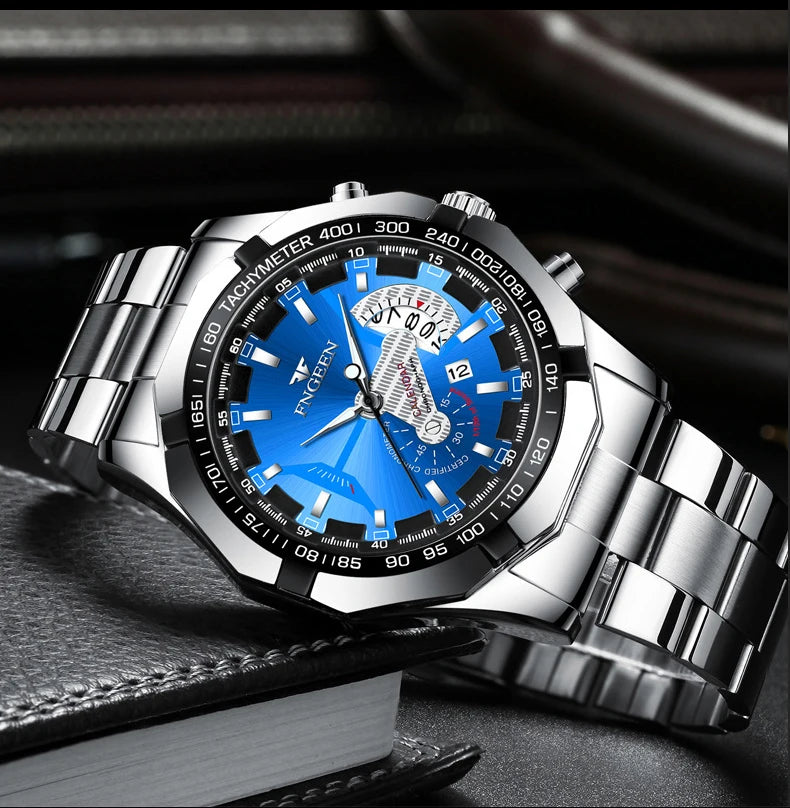 BINBOND Orginal Quartz Wristwatches For Men Luxury Luminous Waterproof Auto Date Men's Watch Stainless Steel Reloj Free Ship