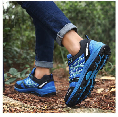 Sapatos de caminhada de marca para homem em malha respirável, calçado de viagem outdoor impermeável para caça e pesca, sapatos desportivos de montanha, todo-o-terreno e equitação
