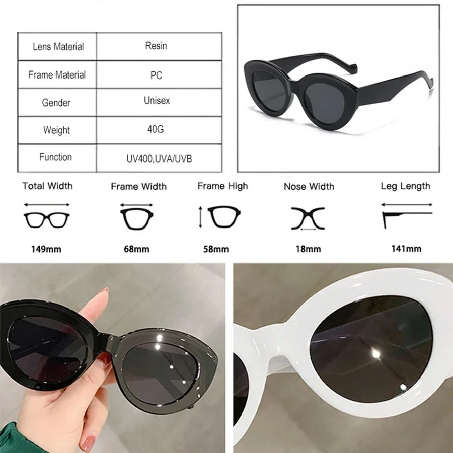 JNPCXI Ochelari de soare pentru femei, model „Cat Eye” supradimensionat, la modă, cu dungi verzi, stil retro, protecție UV400; ochelari de soare ovali pentru bărbați, la modă