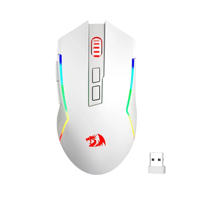Redragon M693 trådløs/kablet BT & 2.4G Bluetooth gamingmus 8000 DPI med 3 tilslutningstilstande og RGB-baggrundsbelysning til PC/Mac/laptop