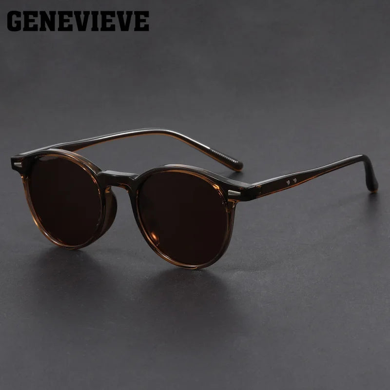GENEVIEVE Ochelari de soare polarizați pentru femei și bărbați, cu design simplu, geometric, cu ramă rotundă, protecție UV, prescripție personalizabilă 1080