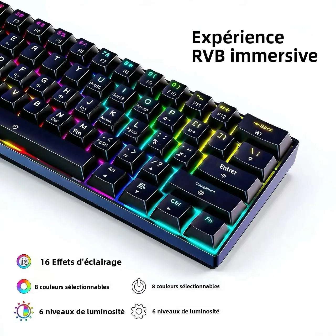 Mini 61Key Wireless Tri-mode Keyboard Bluetooth RGB Backlight Silent Mechanical Feel Portable Film Keyboard For Game Office Home
