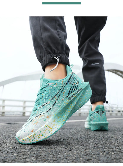 Men's Running Shoes Carbon Plate Marathon Cushion Men's Sports Breathable Lightweight Women's Comfortable Athletic Non-slip Sneakers