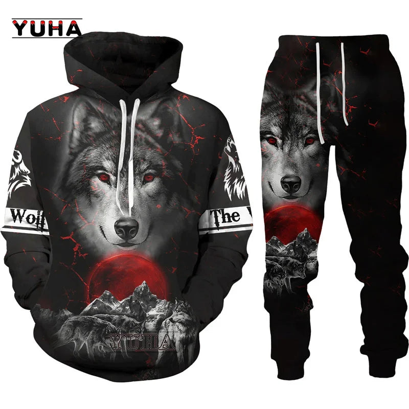 Wolf 3d Printed Hoodies Unisex Cool  Pullover Animal Graphic Sweatshirt Men’s Street Wear