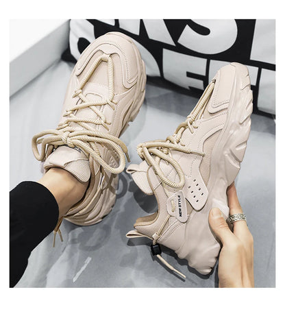 Men's shoes, seasonal leather trend, soft sole, sports running shoes, campus style, casual and versatile, fashionable dad shoes