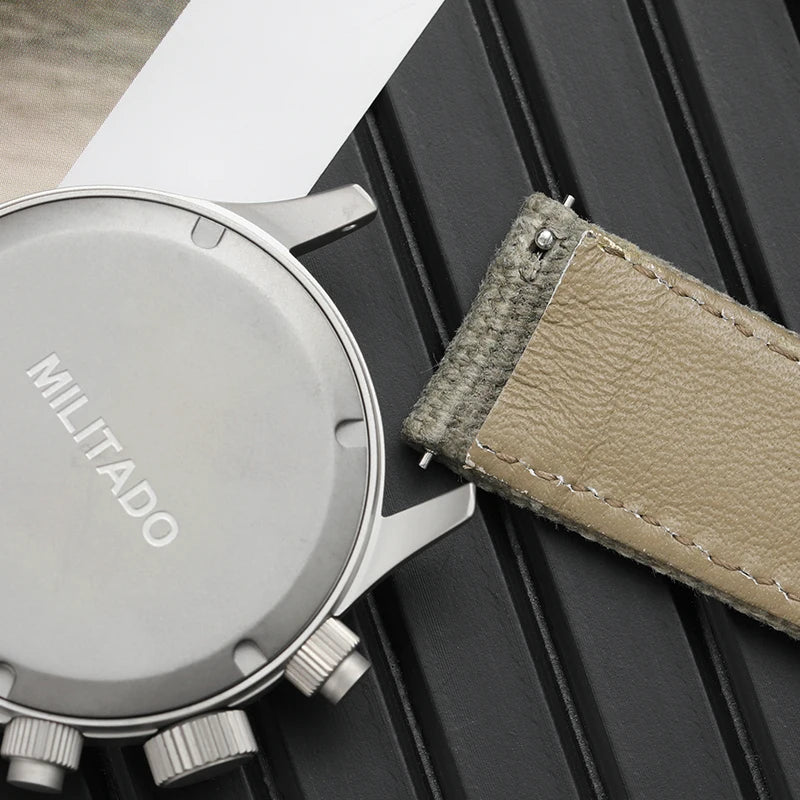 Militado ML1868KF Retro VK67 Quartz Chronograph Watch Stainless Steel Case 3 Dial Waterproof 100M  Multifunction Military Watch