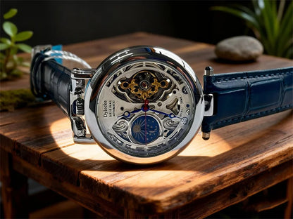  Top Luxury Moon Phase Men's Watches Original Mechanical Leather Men Clock Date Week Hollow Tourbillon Automatic Man Watch