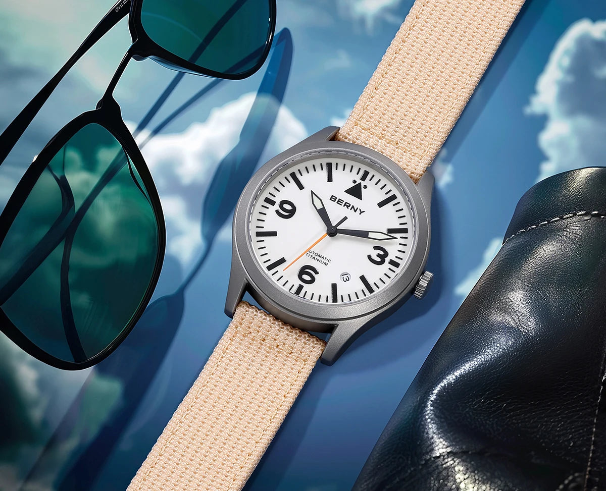 BERNY Full Titanium Automatic Watch for Men Sapphire AR Coated 10Bar Supper Luminous Men Wristwatch Sports Aviation Men Watches