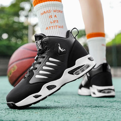 Men's High-Top Basketball Shoes with Breathable Mesh Design for Maximum Comfort, Outdoor Shock-Absorbing Running Shoes, High-Rebound Cushioning Technology for Smoother and More Comfortable Running, Enhanced Support, Stylish