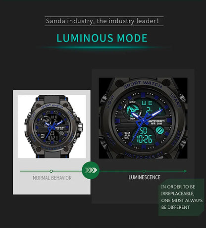 SANDA Top Luxury Watches Men Military Army Mens Watch Waterproof Sport Wristwatch Dual Display Watch Male Relogio Masculino