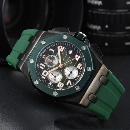 Men's Chronograph Sport Watch Date Display Luxury Chronograph Wristwatch Sport & Business Casual Watch with Rubber Strap