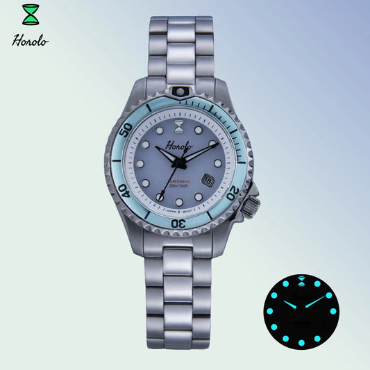 Horolo Women' Watches Japan Solar Movement 30mm Luminous Water Resistant Sapphire stainless steel Luxury Watch Gift For Wife
